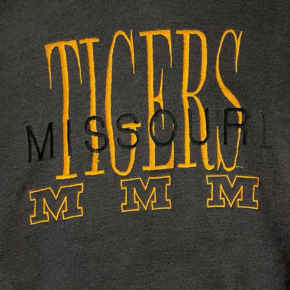 Wolf Missouri Tigers Hoodie Mens XL Grey Vintage 90s Mizzou NCAA Sweatshirt - Picture 3 of 7